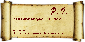 Pissenberger Izidor névjegykártya